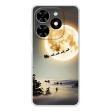 Новогодние, Праздничные Чехлы для Tecno Spark Go 2025 - 2024 год (Санта на луне)