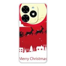 Рождественские Чехлы для Tecno Spark Go 2025 (VPrint) – Санта с оленями