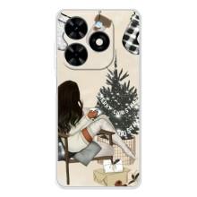 Рождественские, Праздничные Чехлы для Спарк Гоу 2025 (Девушка с елкой)