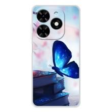 Силиконовый бампер с картинкой животных для Tecno Spark Go 2025 (Бабочка синяя)