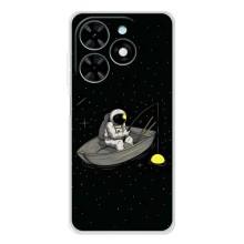 Силиконовый Чехол с принтом "Космонавты" на Tecno Spark Go 2025 – Космонавт на рыбалке