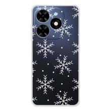 Зимние Чехлы для Спарк Гоу 2025 - прозрачный фон (Белые снежинки)