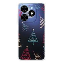 Зимние Чехлы для Спарк Гоу 2025 - прозрачный фон (Рождественские елки)