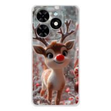Яркий чехол для Tecno Spark Go 2025 с Зимними Оленятами