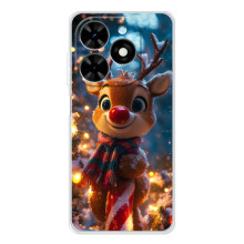 Яркий чехол для Tecno Spark Go 2025 с Зимними Оленятами – Олень в шарфе