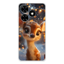 Яркий чехол для Tecno Spark Go 2025 с Зимними Оленятами – Оленёнок среди гирлянд