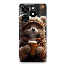 Печатный чехол «Зверята с кофе» для Tecno Spark Go 2025 – Мишка с кофе