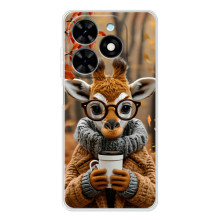 Печатный чехол «Зверята с кофе» для Tecno Spark Go 2025 – Жираф с кофе