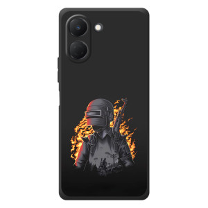 Силиконовый чехол с картинкой "Герой Pubg" на TECNO Spark Go 3 – В огне