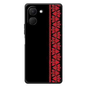 Силиконовый Чехол на TECNO Spark Go 3 с картинкой Вышиванки (Вышиванка на черном)