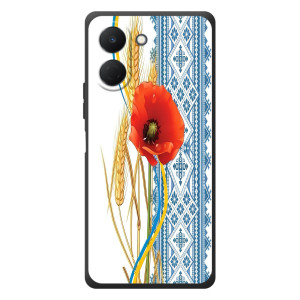 Силиконовый Чехол на TECNO Spark Go 3 с картинкой Вышиванки (Вышиванка с цветком)