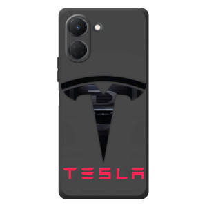 Силиконовый бампер с картинкой машины на TECNO Spark Go 3 – Logo TESLA