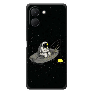Силиконовый Чехол с принтом "Космонавты" на TECNO Spark Go 3 – Космонавт на рыбалке