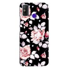 Чохли з квітами для TECNO Spark Power 2 (LC8) (VPrint) (Квіти на чорному)