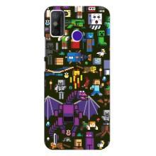 Чехол Майнкрафт на TECNO Spark Power 2 (LC8) (AlphaPrint) Minecraft (Коллаж Майнкрафт)