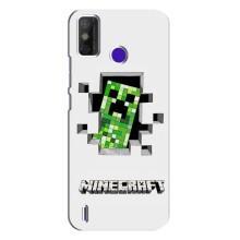 Чехол Майнкрафт на TECNO Spark Power 2 (LC8) (AlphaPrint) Minecraft (крипер Майнкрафт)