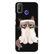 Чехол с принтом для TECNO Spark Power 2 (LC8) (AlphaPrint) Модные коты (Грустный кот)