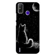 Чехол с принтом для TECNO Spark Power 2 (LC8) (AlphaPrint) Модные коты (Котик и луна)