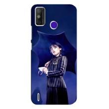 Чехлы Венсдей на TECNO Spark Power 2 (LC8) Уэнсдей (AlphaPrint) (Уэнздей с зонтом)