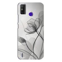 Чехол с цветочным принтом на Техно Спарк Павер 2 – Черные цветы