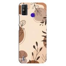 Чехол с цветочным принтом на Техно Спарк Павер 2 – Коричневые цветы