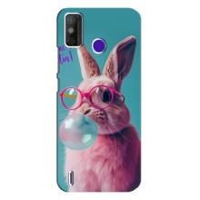 Чехол с принтом стильные животные для Техно Спарк Павер 2 – Кролик в очках