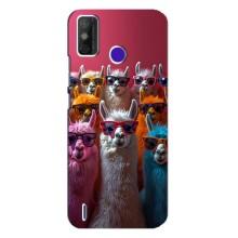 Чехол с принтом стильные животные для Техно Спарк Павер 2 – Ламы в очках