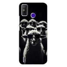 Чехол с принтом стильные животные для Техно Спарк Павер 2 – Овечка в очках