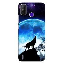 Защитные чехлы для Техно Спарк Павер 2 (AlphaPrint) (ХИТ продаж) ВОЛК (Волк на луну)