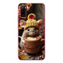 Друкований чохол 'Звірята з кавою' для Ulefone Note 10 – Мишка з кавою