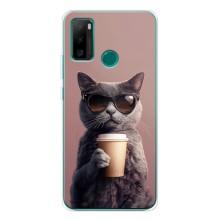 Чохол з принтом стильні тварини для Нот 10П (Кіт з кавою)