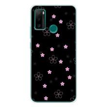 Чехол с розовым рисунком для Ulefone Note 10P (Розовые цветы на черном)