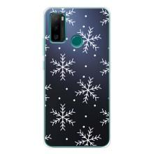 Зимние Чехлы для Нот 10П - прозрачный фон (Белые снежинки)
