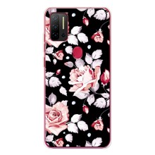 Чехлы с Цветами для Ulefone Note 11P (VPrint) (Цветочки на черном)