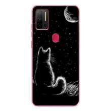 Чехол с принтом для Ulefone Note 11P (AlphaPrint) Модные коты (Котик и луна)