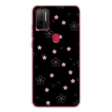 Чехол с розовым рисунком для Ulefone Note 11P (Розовые цветы на черном)