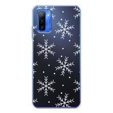 Зимні Чохли для Нот 12 - прозорий фон (Білі сніжинки)