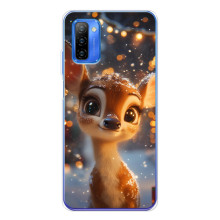 Яркий чехол для Ulefone Note 12 с Зимними Оленятами – Оленёнок среди гирлянд