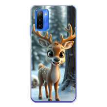 Яркий чехол для Ulefone Note 12 с Зимними Оленятами – Оленёнок в лесу