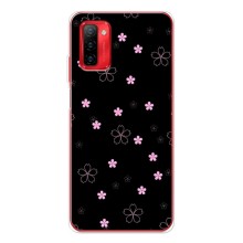 Чехол с розовым рисунком для Ulefone Note 12P (Розовые цветы на черном)