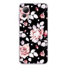 Чехлы с Цветами для Ulefone Note 14 (VPrint) (Цветочки на черном)