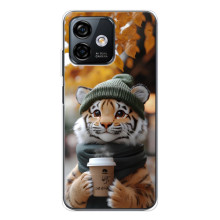 Печатный чехол «Зверята с кофе» для Ulefone Note 16 Pro – Тигр с кофе