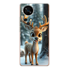 Яскравий чохол для Ulefone Note 17 Pro з Зимові Оленята – Оленятко в лісі