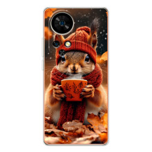 Печатный чехол «Зверята с кофе» для Ulefone Note 17 Pro – Белка с кофе