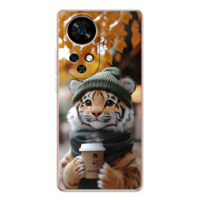 Печатный чехол «Зверята с кофе» для Ulefone Note 17 Pro – Тигр с кофе
