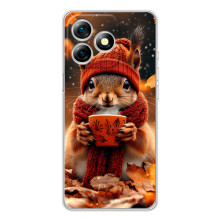 Друкований чохол 'Звірята з кавою' для Ulefone Note 18 Pro – Білка з кавою