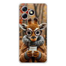 Друкований чохол 'Звірята з кавою' для Ulefone Note 18 Pro – Жираф з кавою