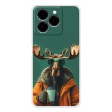 Чехол с принтом стильные животные для Нот 20 Про (Лось с кофе)
