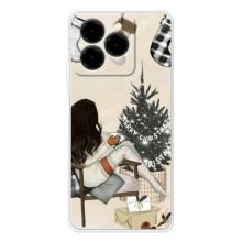 Рождественские, Праздничные Чехлы для Нот 20 Про (Девушка с елкой)