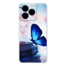 Силиконовый бампер с картинкой животных для Ulefone Note 20 Pro (Бабочка синяя)